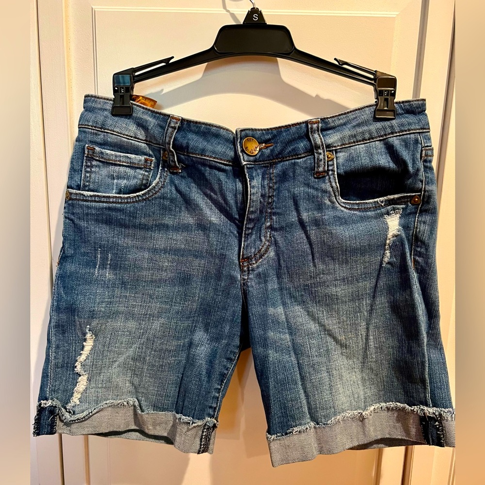 Kut from the Kloth Distressed Blue Jean Shorts